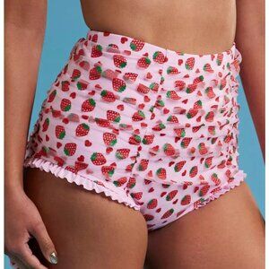 Hot Topic Strawberry Heart High-Waisted Swim Bottoms